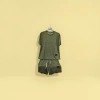 Olive green sportswear set, short-sleeved T-shirt with shorts, unisex, breathable and quick-drying details Picture